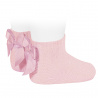 Garter stitch short socks with bow PINK