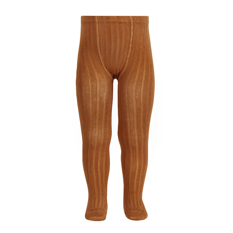 Rib tights for baby and girl cinnamon Cóndor Online Shop