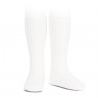 Basic rib knee high socks WHITE