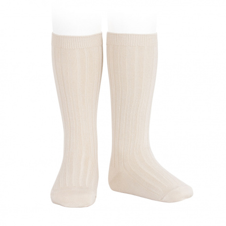 Basic rib knee high socks LINEN