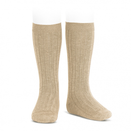 Basic rib knee high socks NOUGAT