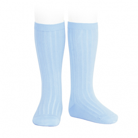 Calcetines altos básicos canalé AZUL BEBE