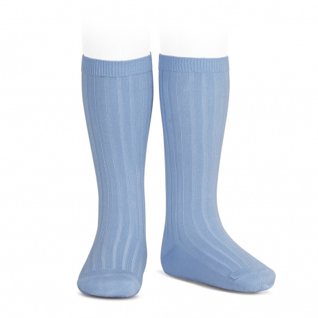 Chaussettes hautes côtelées BLEUATRE