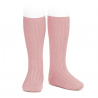 Chaussettes hautes côtelées PALE ROSE