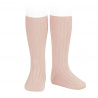 Chaussettes hautes côtelées VIEUX ROSE