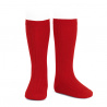 Chaussettes hautes côtelées ROUGE