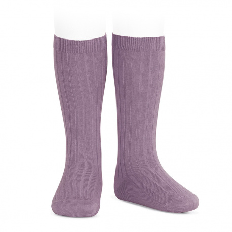 Basic rib knee high socks AMETHYST