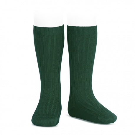 Basic rib knee high socks BOTTLE GREEN