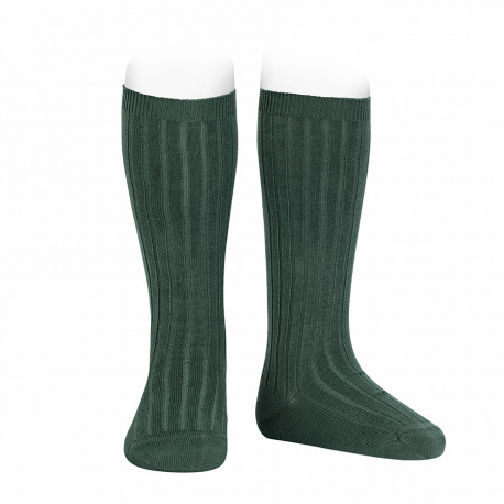 Basic rib knee high socks PINE