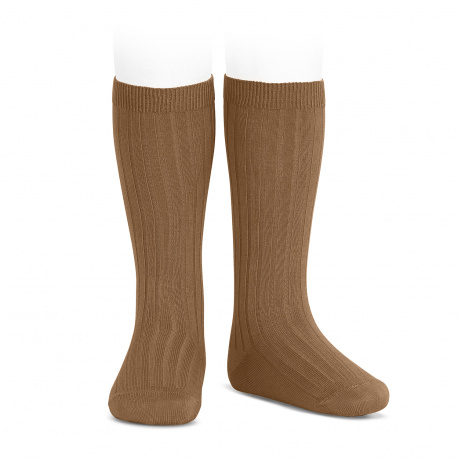 Basic rib knee high socks TOFFEE