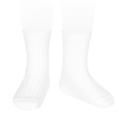 Chaussettes courtes côtelées basiques BLANC