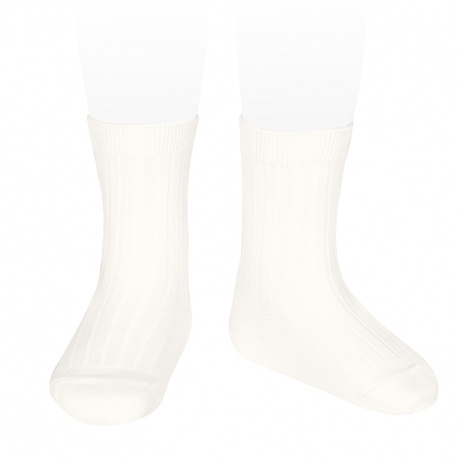 Chaussettes courtes côtelées basiques CREME