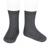 Chaussettes courtes côtelées basiques ANTHRACITE