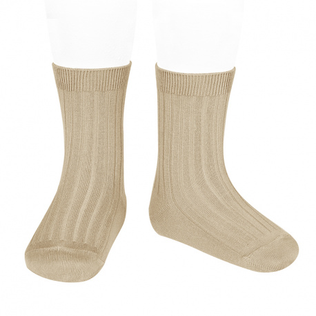 Basic rib short socks NOUGAT