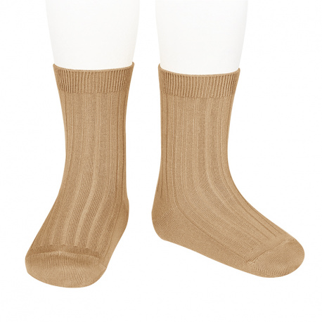 Basic rib short socks CAMEL