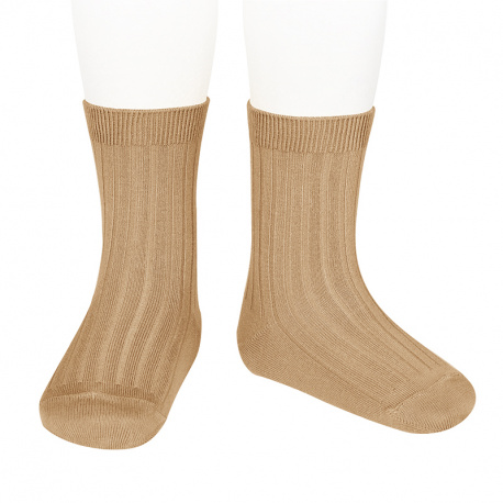 Chaussettes courtes côtelées basiques CAMEL