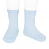 Chaussettes courtes côtelées basiques BLEU BEBE