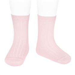 Basic rib short socks PINK