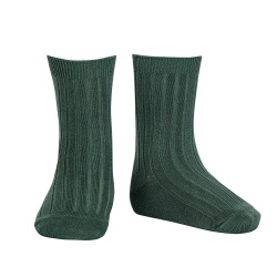 Basic rib short socks PINE