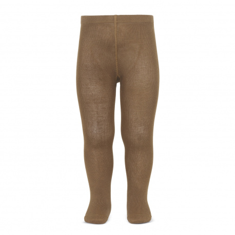 Plain stitch basic tights TOBACCO