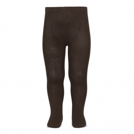 Plain stitch basic tights BROWN