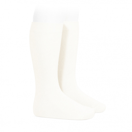 Plain stitch basic knee high socks CREAM