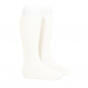 Plain stitch basic knee high socks CREAM