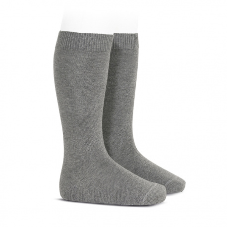 Plain stitch basic knee high socks LIGHT GREY