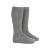 Plain stitch basic knee high socks LIGHT GREY