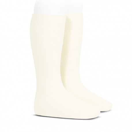 Plain stitch basic knee high socks BEIGE