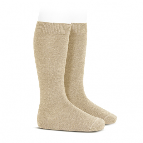 Plain stitch basic knee high socks NOUGAT