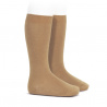 Plain stitch basic knee high socks CAMEL