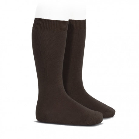 Chaussettes hautes basiques unies MARRON