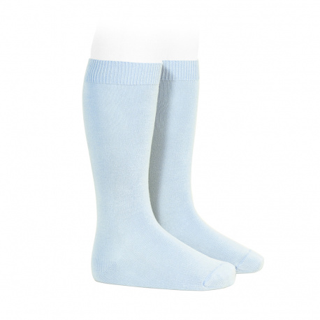 Calcetines altos básicos punto liso AZUL BEBE