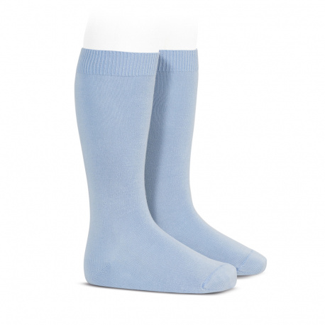 Chaussettes hautes basiques unies BLEU CLAIR