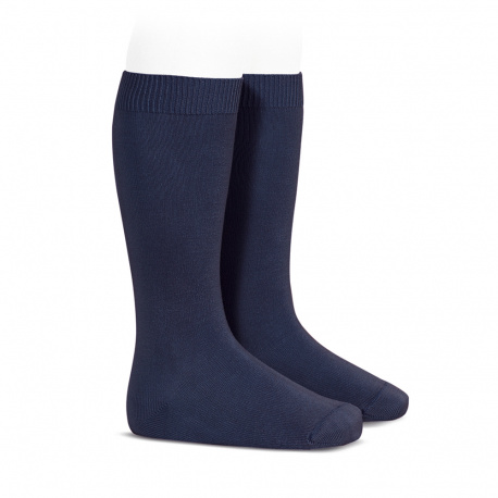 Chaussettes hautes basiques unies BLEU MARINE