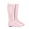 Plain stitch basic knee high socks PINK