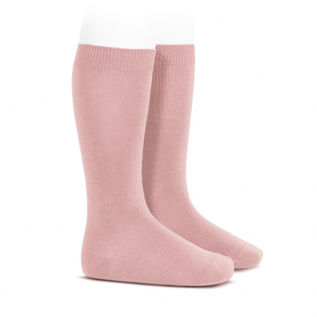 Plain stitch basic knee high socks PALE PINK