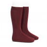 Plain stitch basic knee high socks GARNET