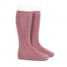 Plain stitch basic knee high socks TAMARISK