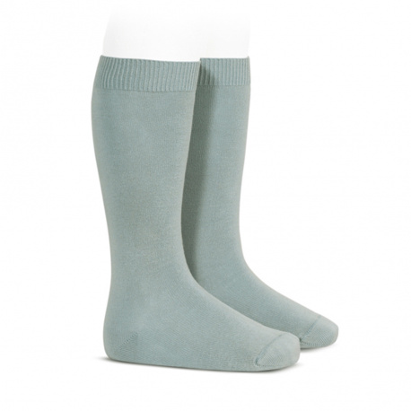 Plain stitch basic knee high socks DRY GREEN