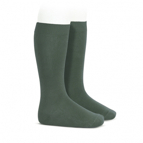 Calcetines altos básicos punto liso VERDE LIQUEN