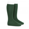 Plain stitch basic knee high socks BOTTLE GREEN