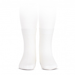 Plain stitch basic short socks WHITE