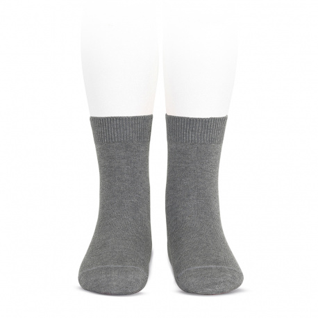 Chaussettes courtes unies basiques GRIS CLAIR