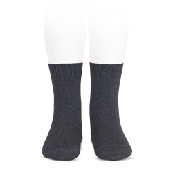 Plain stitch basic short socks ANTHRACITE