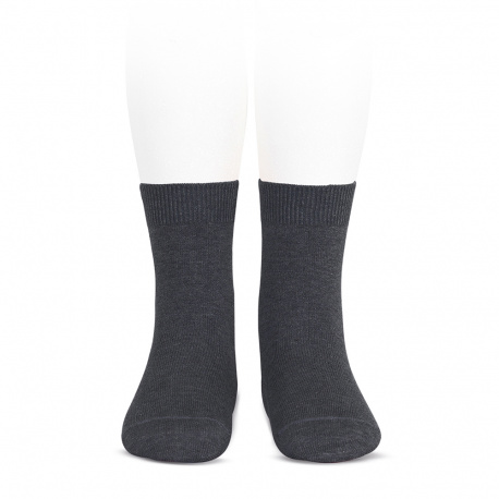 Chaussettes courtes unies basiques ANTHRACITE