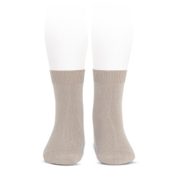 Plain stitch basic short socks STONE