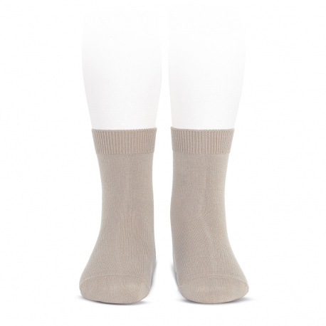 Plain stitch basic short socks STONE