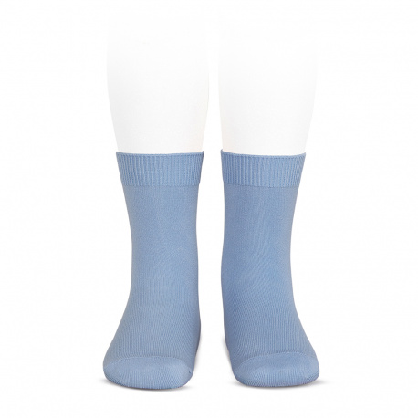 Plain stitch basic short socks BLUISH